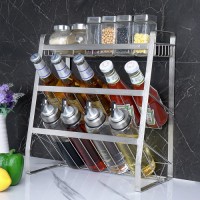 3 layers stainless steel countertop spice rack Independent spice jar storage box customized