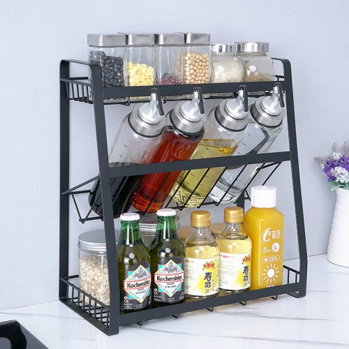 3 layers stainless steel countertop spice rack Independent spice jar storage box customized