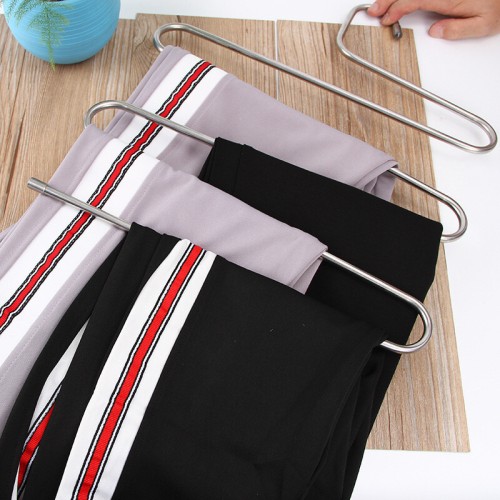 Manufacturers wholesale non-slip seamless stainless steel multi-functional S-type multi-layer storage pants rack