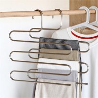 Manufacturers wholesale non-slip seamless stainless steel multi-functional S-type multi-layer storage pants rack