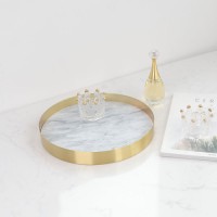 Table top dessert snack nuts marble metal border round tray custom