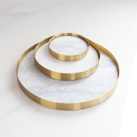 Table top dessert snack nuts marble metal border round tray custom