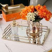 Nordic light luxury home living room mirror glass metal storage tray custom