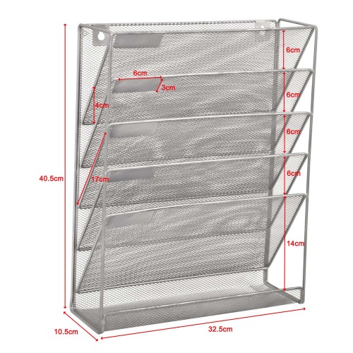 6-layer wall-mounted file mailbox manager Hanging metal mesh file rack customization