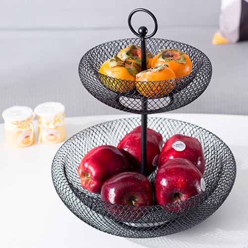 2 layer snack vegetable metal service basket display storage shelf customization