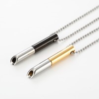 Meditation mindfulness regulating breathing Color matching necklace titanium steel round tube whistle