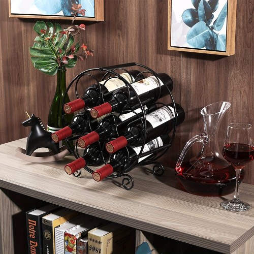 Creative European home red wine iron art round rack decoration customization -XHD