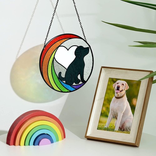 Souvenir stained-glass window dog hanging decorated Rainbow Bridge Sun Catcher custom