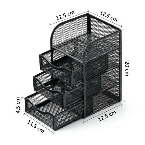 Mesh desk supplies storage box with 3 drawers office desktop storage rack custom