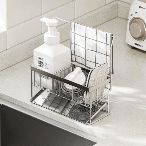 Hand washing liquid fertilizer soap towel dishwashing sponge sink drain rack custom