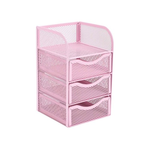 Mesh desk supplies storage box with 3 drawers office desktop storage rack custom