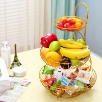 Multi-layer creative fashion living room fruit basket 3-layer metal snack basket