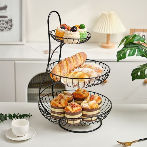 Multi-layer creative fashion living room fruit basket 3-layer metal snack basket