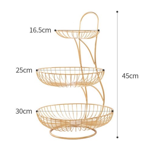 Multi-layer creative fashion living room fruit basket 3-layer metal snack basket