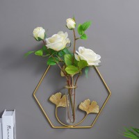 Wall decoration plant support Wall hanging plant metal Metal glass test tube vase custom