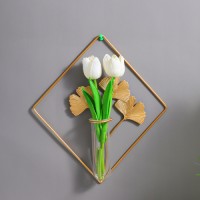 Wall decoration plant support Wall hanging plant metal Metal glass test tube vase custom