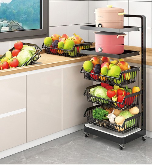 Kitchen living room multi-layer trolley metal fruit and vegetable shelf customization