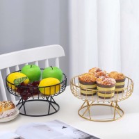 Iron fruit tray hollow design marble bottom practical baking paint process fruit basket custom