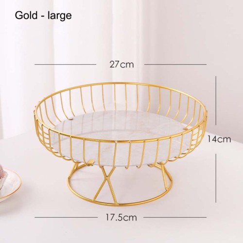 Iron fruit tray hollow design marble bottom practical baking paint process fruit basket custom