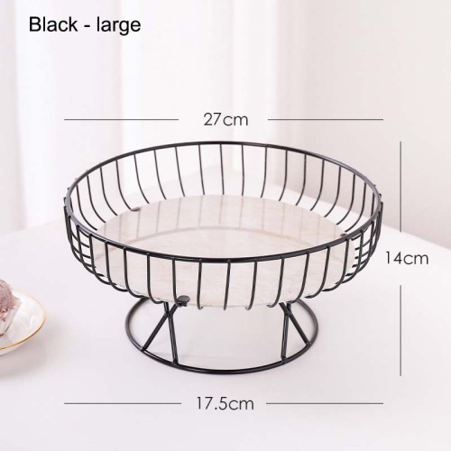 Iron fruit tray hollow design marble bottom practical baking paint process fruit basket custom