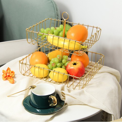 2 layer metal fruit basket