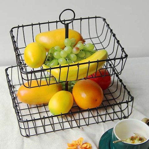 2 layer metal fruit basket