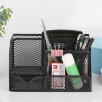 Metal fixed black office desktop multi-function with drawer mesh storage box custom