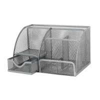 Metal fixed black office desktop multi-function with drawer mesh storage box custom